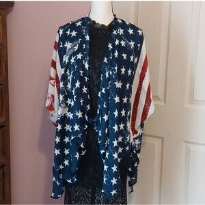 Accessory St Patriotic American Flag Shawl Shrug Wrap Swim Cover One Size NWT